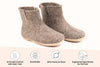 Indoor Boots With Leather Sole - Natural Brown - Woollyes