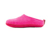 Indoor Open Heel Slippers With Leather Sole - Fuchsia - Woollyes