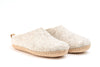 Indoor Open Heel Slippers With Leather Sole - Light Brown - Woollyes