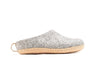 Indoor Open Heel Slippers With Leather Sole - Natural Grey - Woollyes
