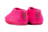 Indoor Shoes With Leather Sole - Fuchsia - Woollyes