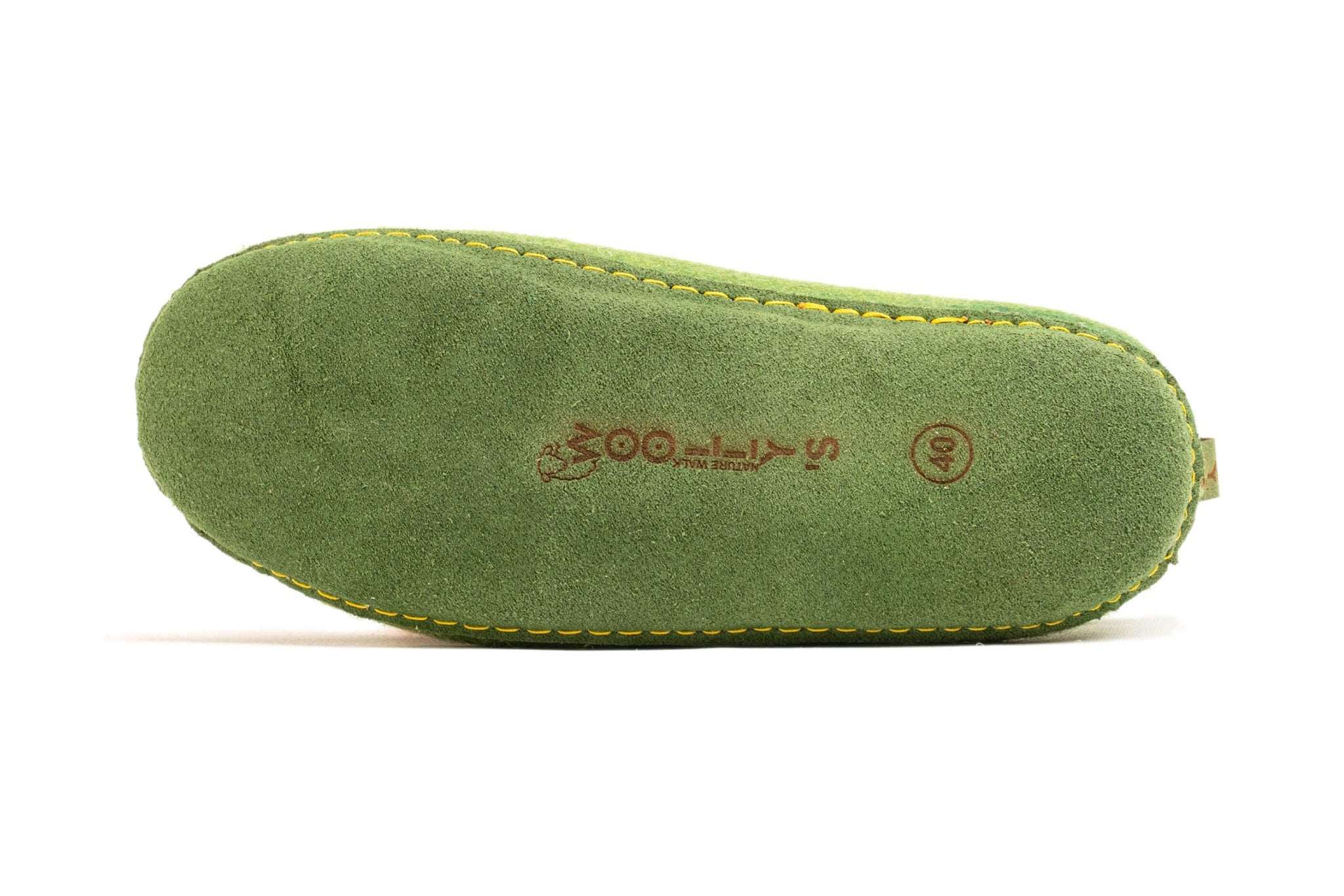 Indoor Shoes With Leather Sole - Green - Woollyes