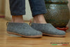 Indoor Shoes With Leather Sole - Natural Grey - Woollyes