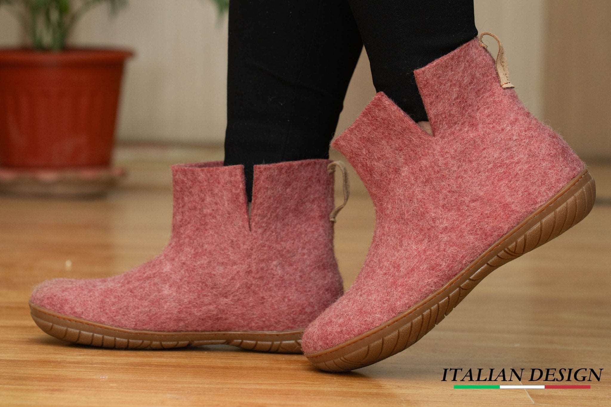 Outdoor Low Boots With Rubber Sole - Cherry Pink - Woollyes