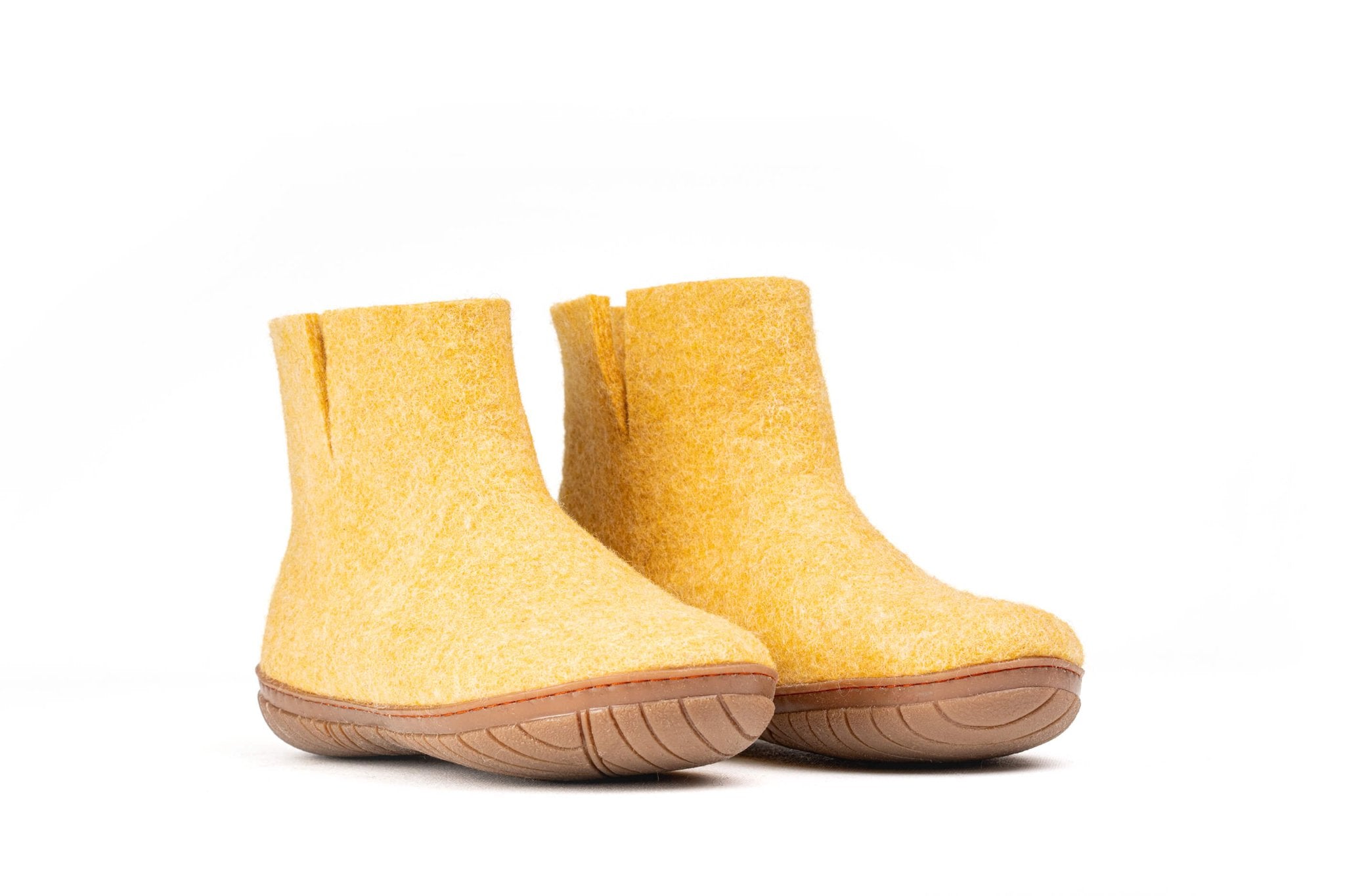 Outdoor Low Boots With Rubber Sole - Mustard - Woollyes