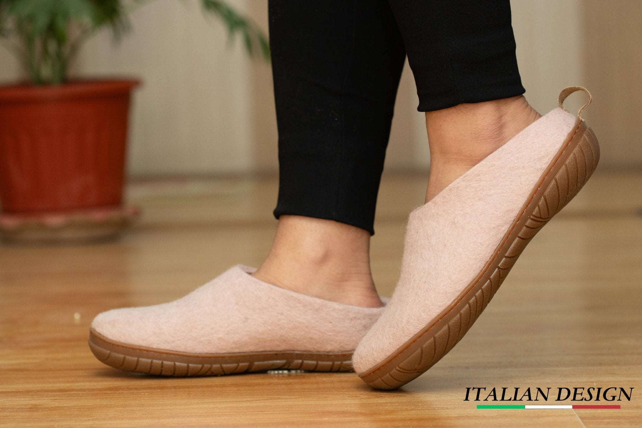 Outdoor Open Heel Slippers With Rubber Sole - Baby Pink - Woollyes