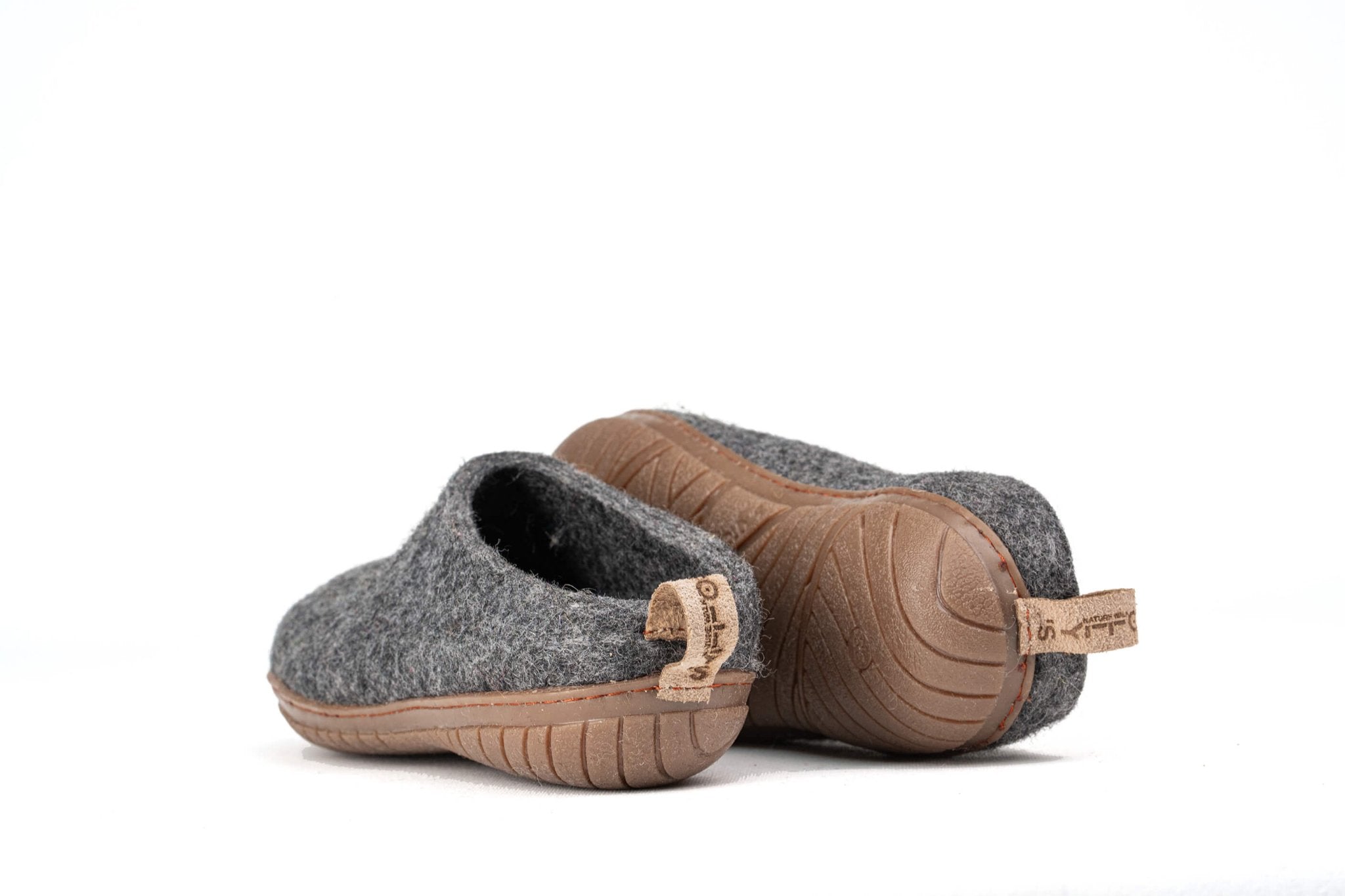 Outdoor Open Heel Slippers With Rubber Sole - Charcoal - Woollyes