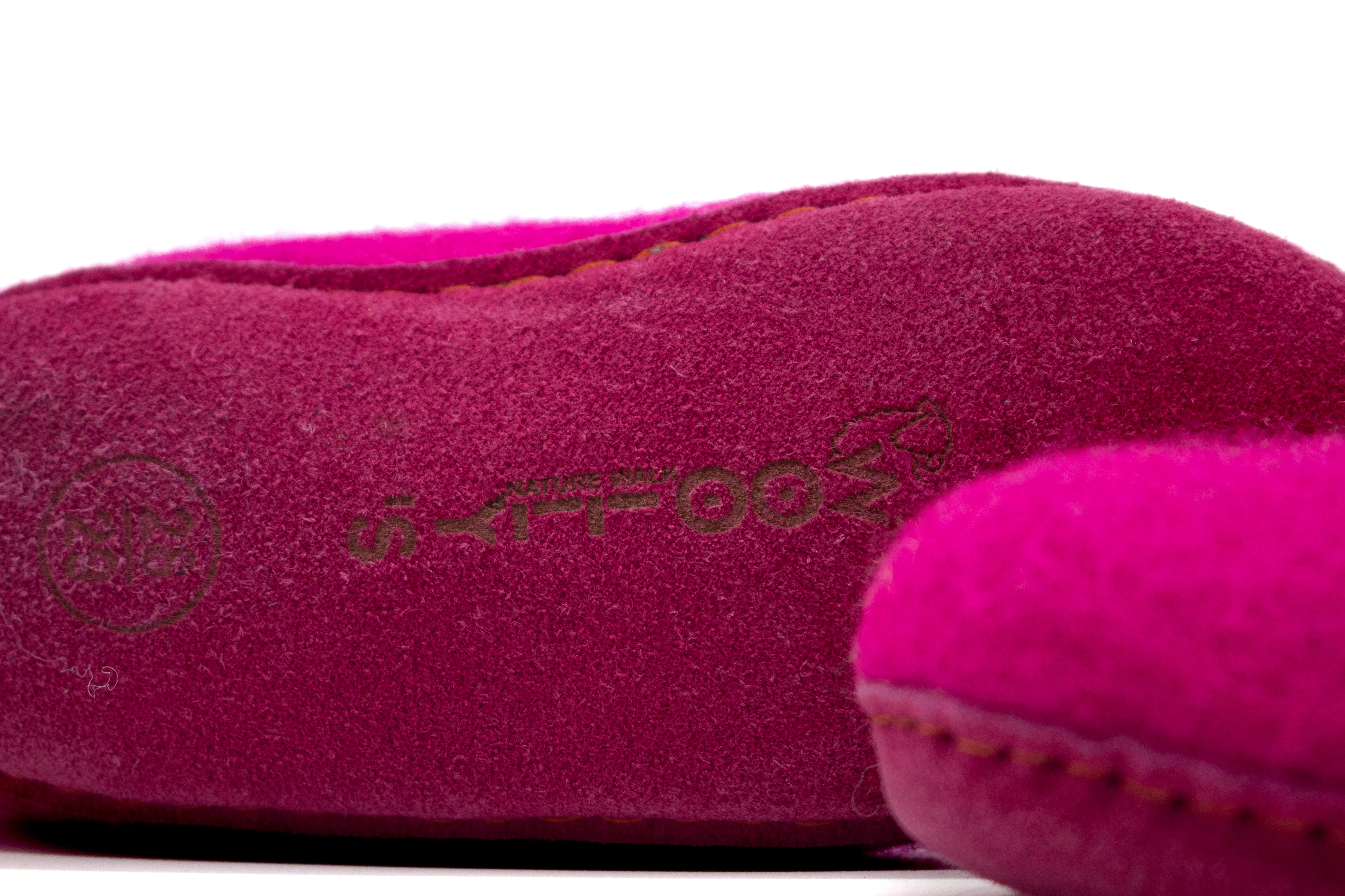 Kids Indoor Open Heel Slippers With Leather Sole - Fuchsia