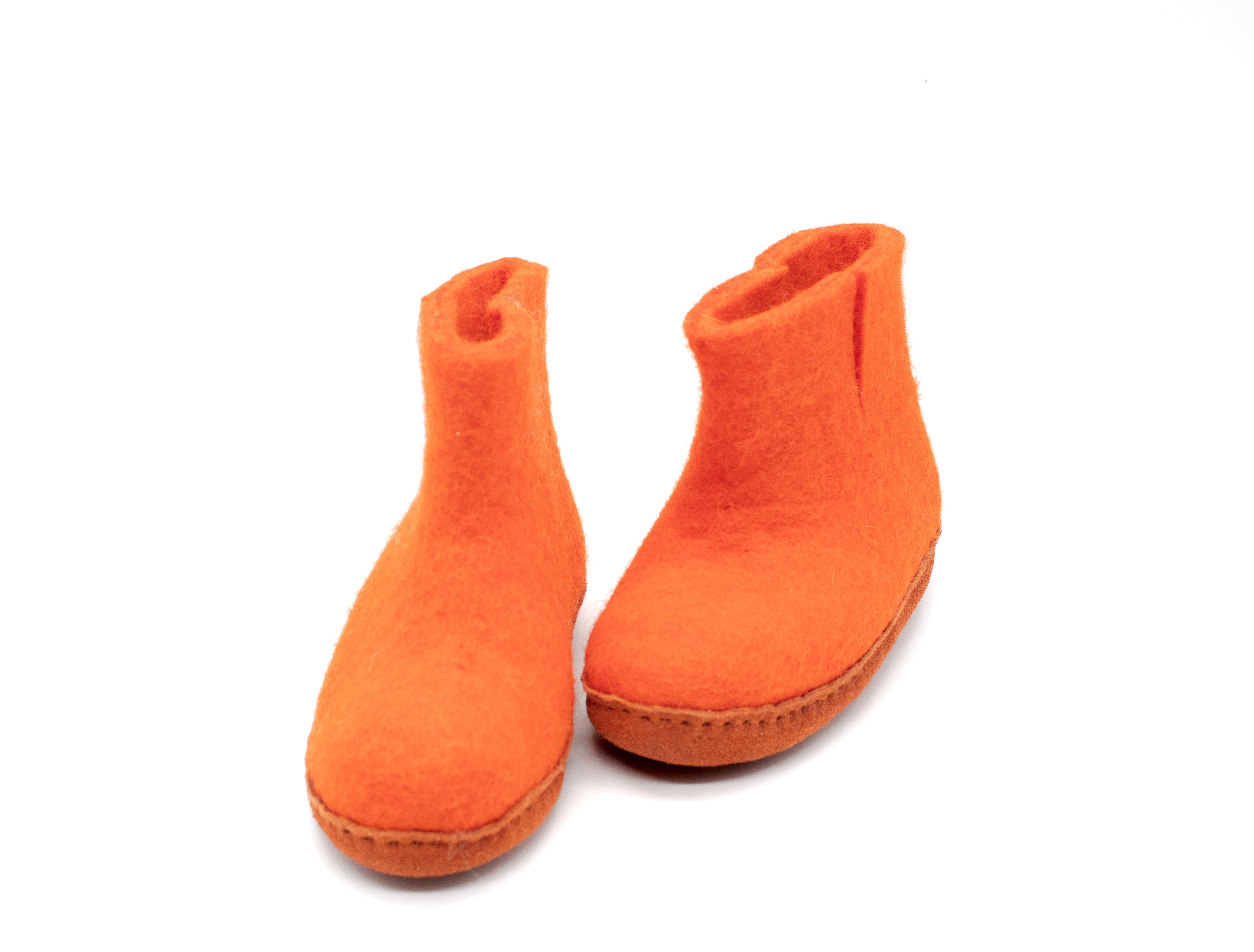 Handmade Kids Indoor Boots with Leather Sole - Orange