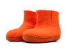 兒童室內靴，皮革鞋底 - 橙色