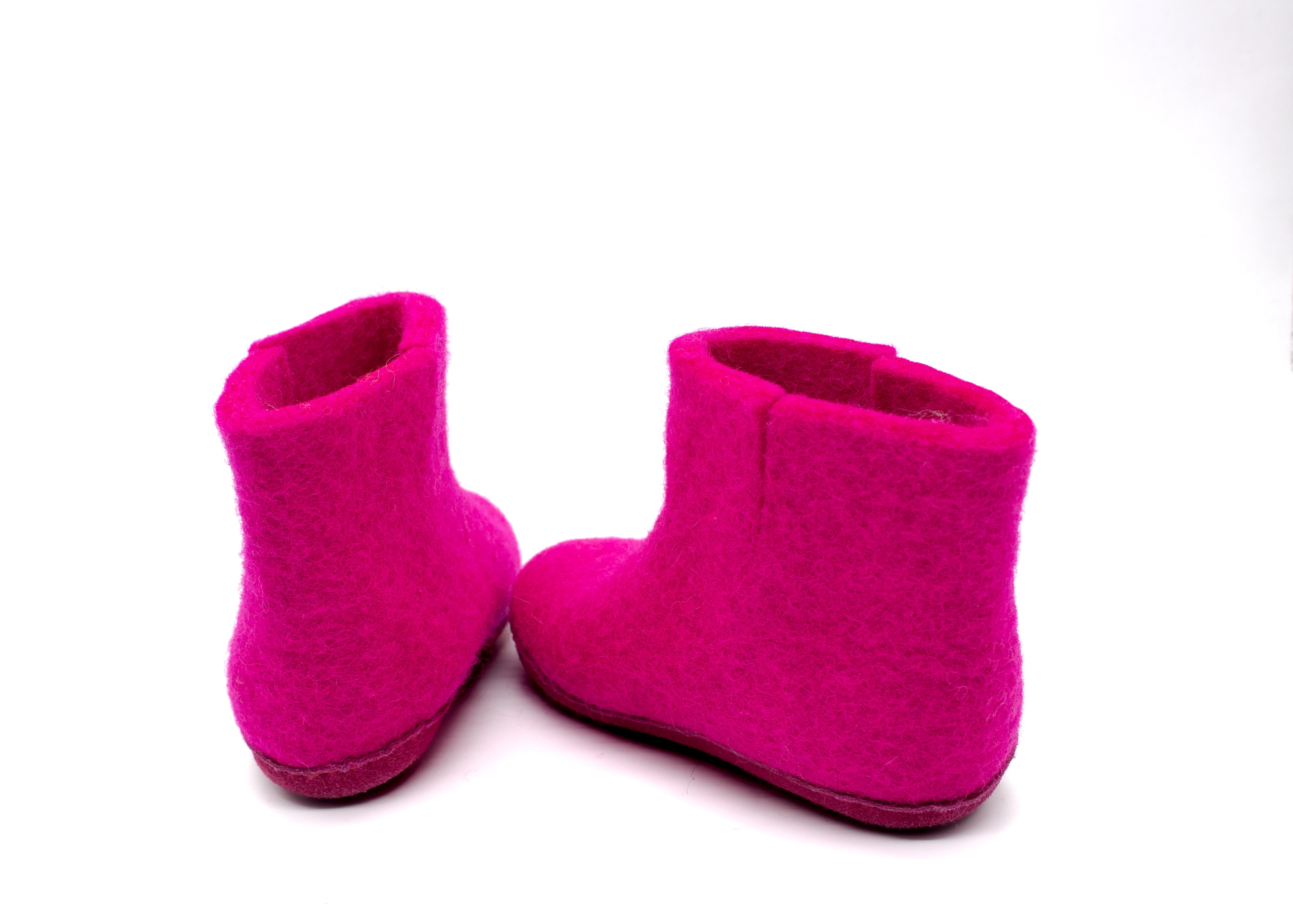 Handmade Kids Indoor Boots With Leather Sole - Fuchsia