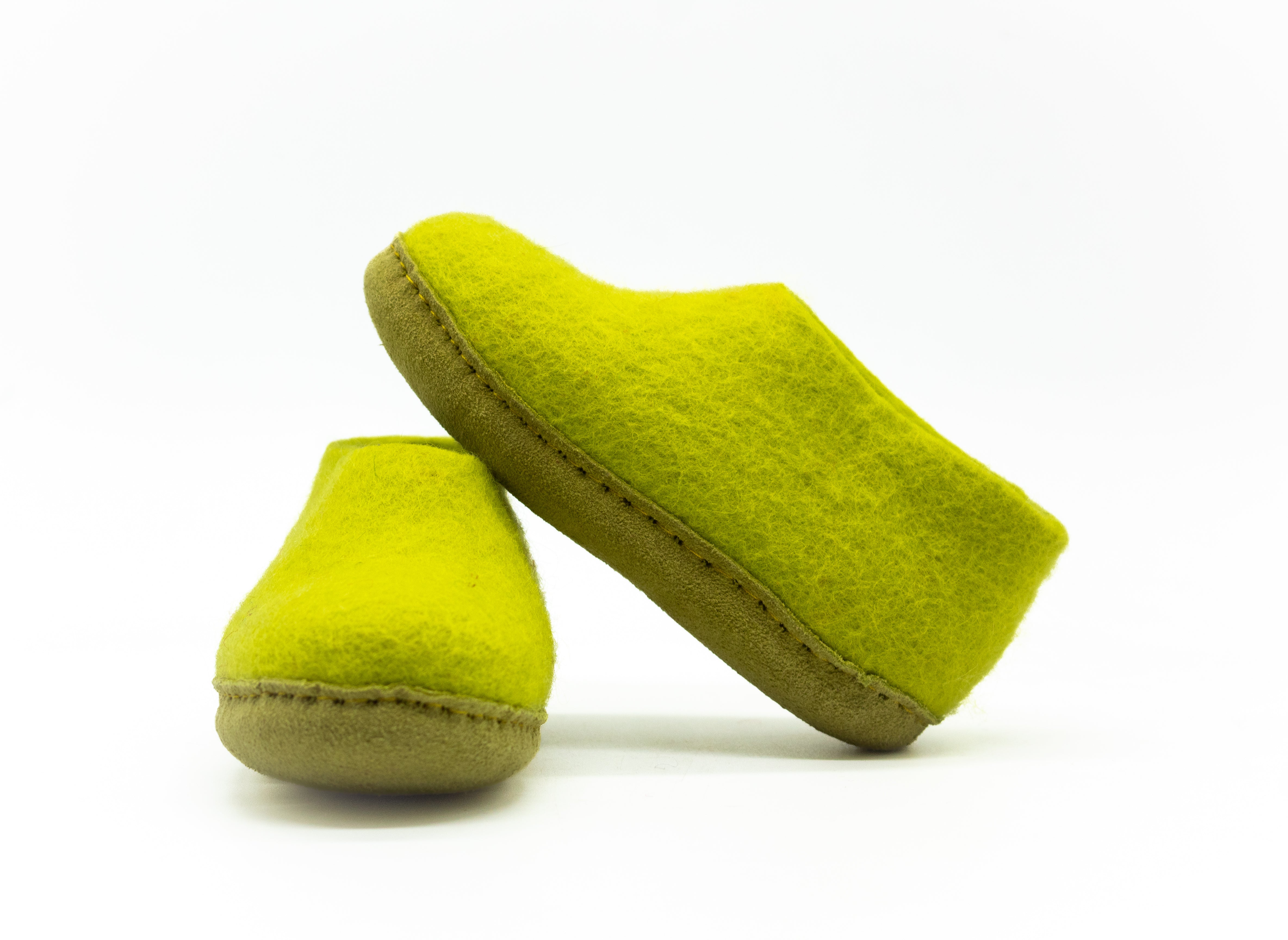 Woollyes  Indoor handmade Shoes in lime green for kids