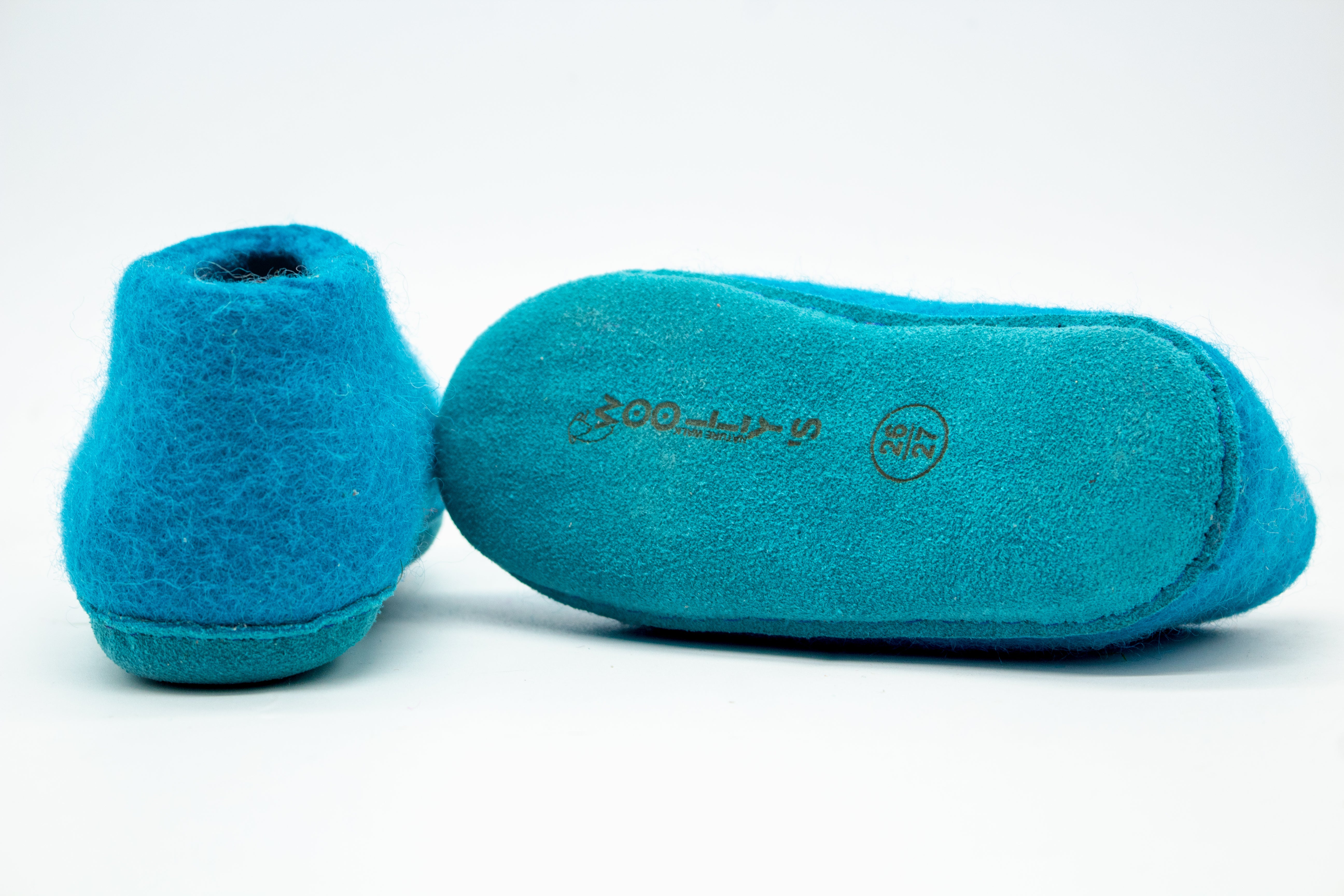 Kids Indoor Shoes With Leather Sole - Turquoise