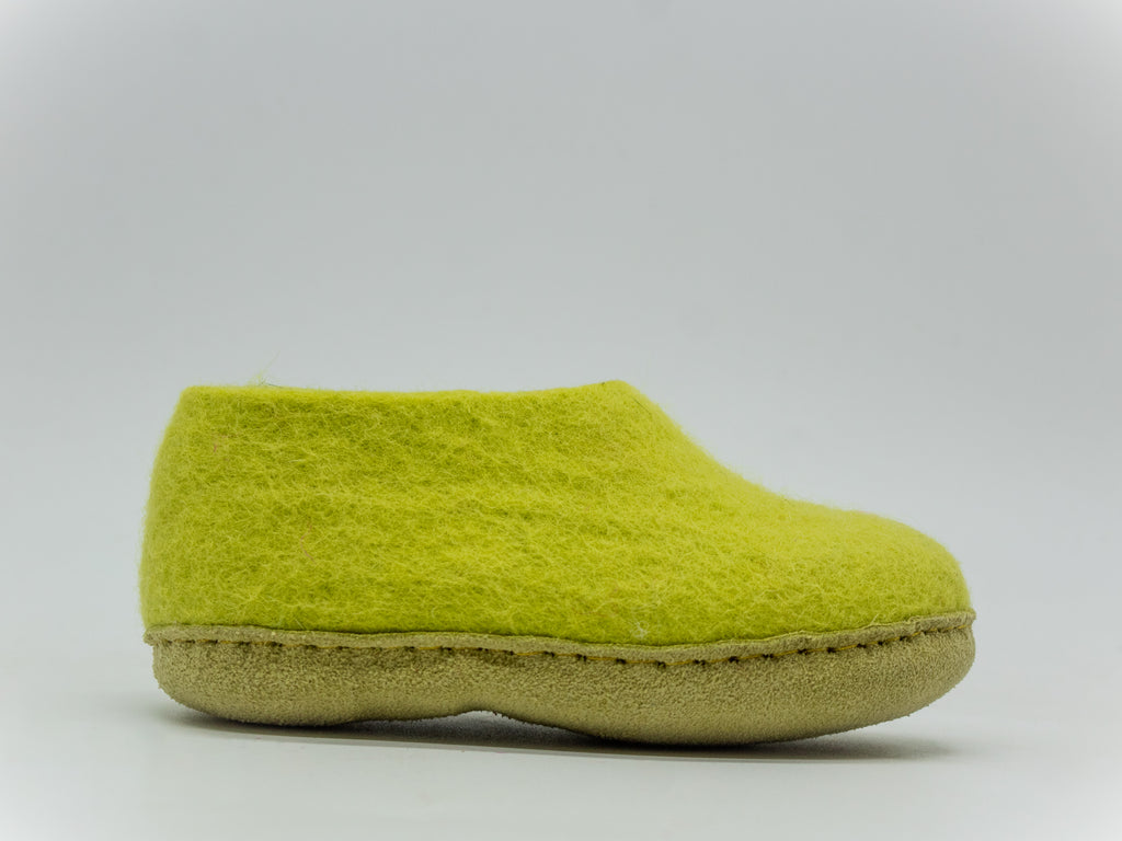 Kids Indoor handmade Shoes in lime green