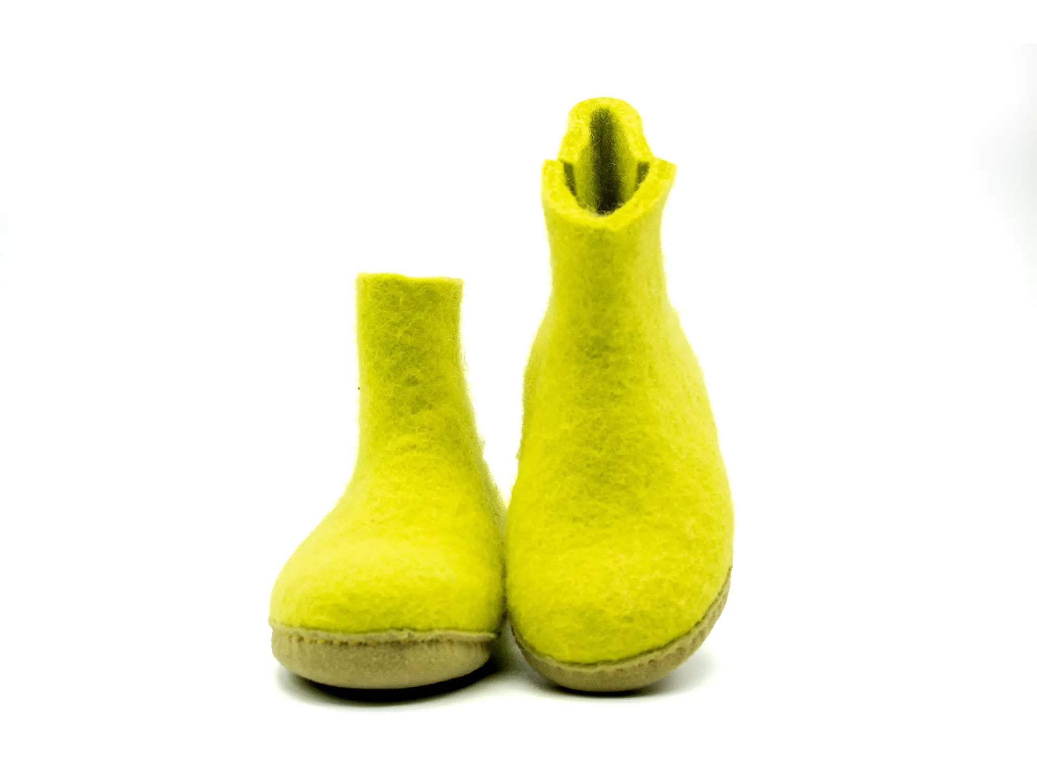 Bottes d'intérieur pour enfant avec semelle en cuir-Vert citron
