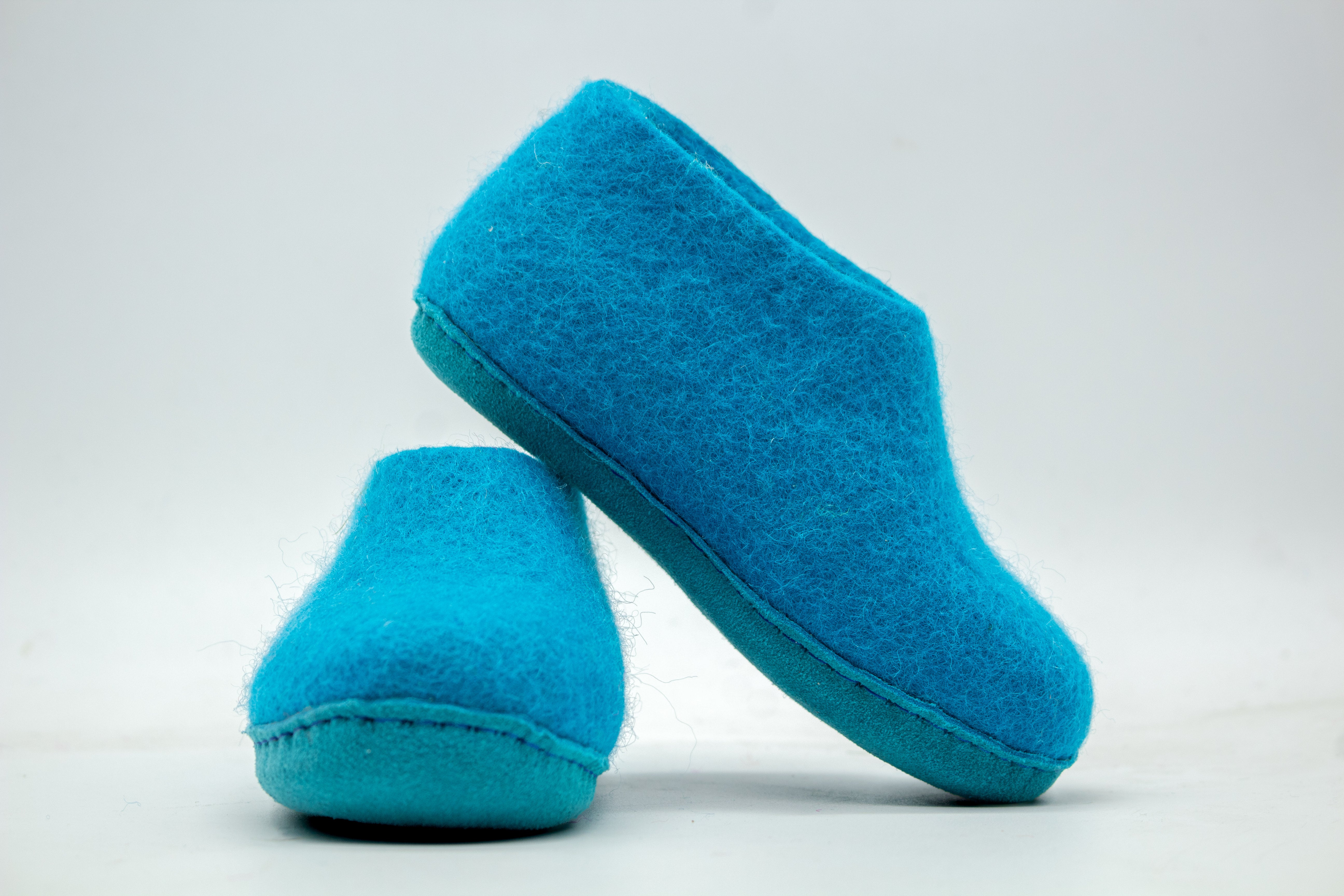 Kids Indoor Shoes With Leather Sole - Turquoise