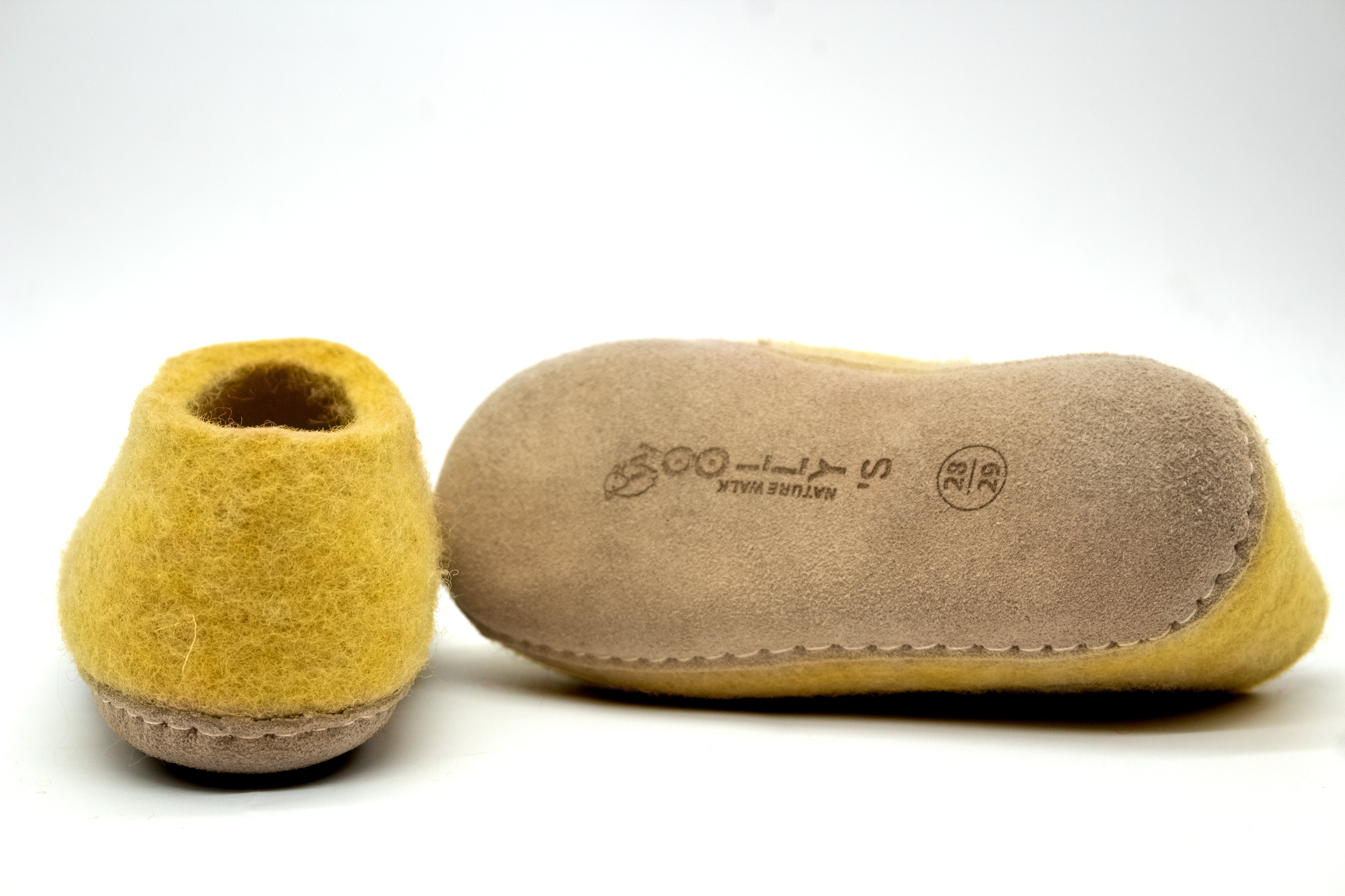 Handmade Indoor Kids Shoes - Mustard Yellow