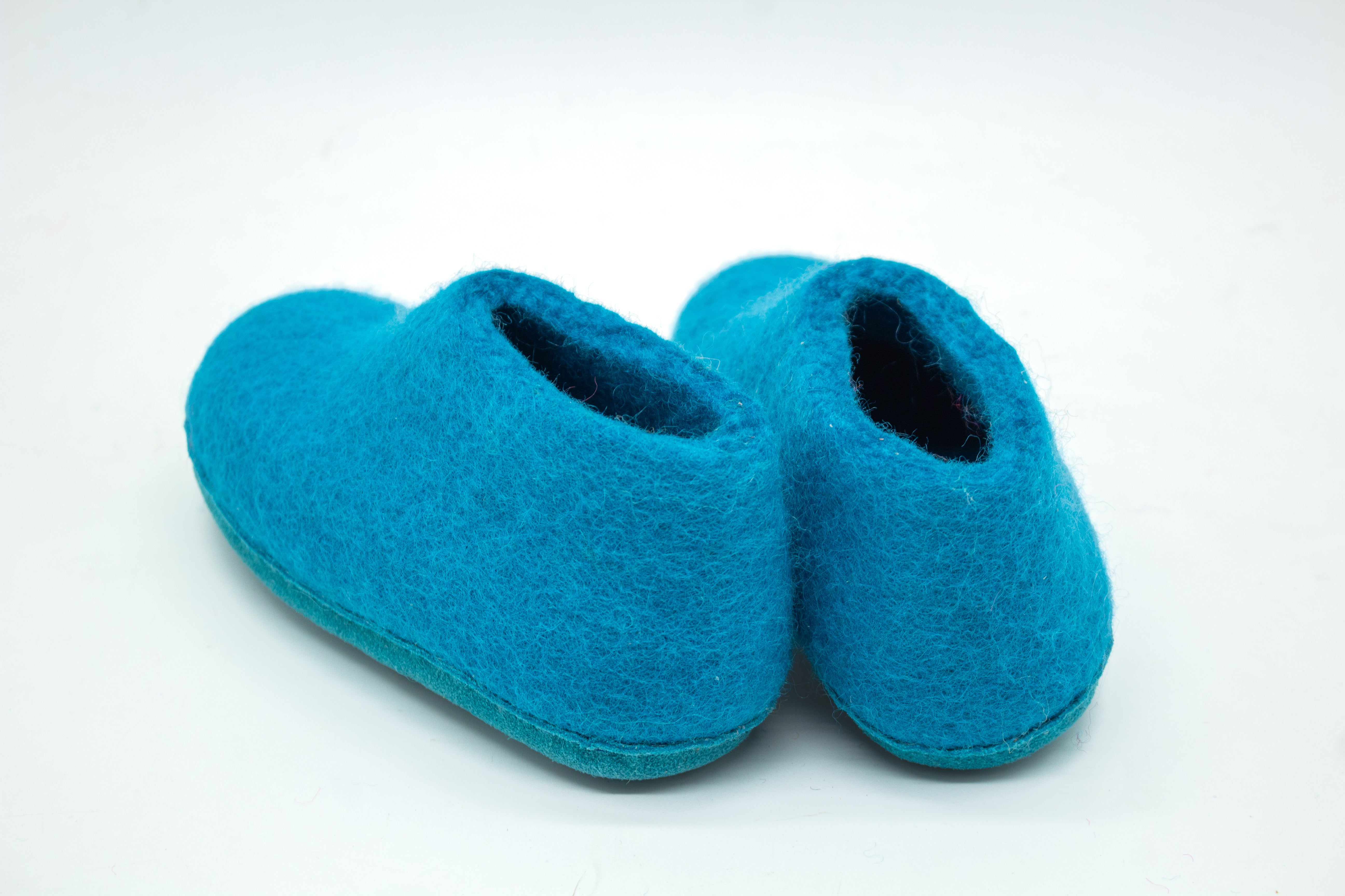 Kids Indoor Shoes With Leather Sole - Turquoise