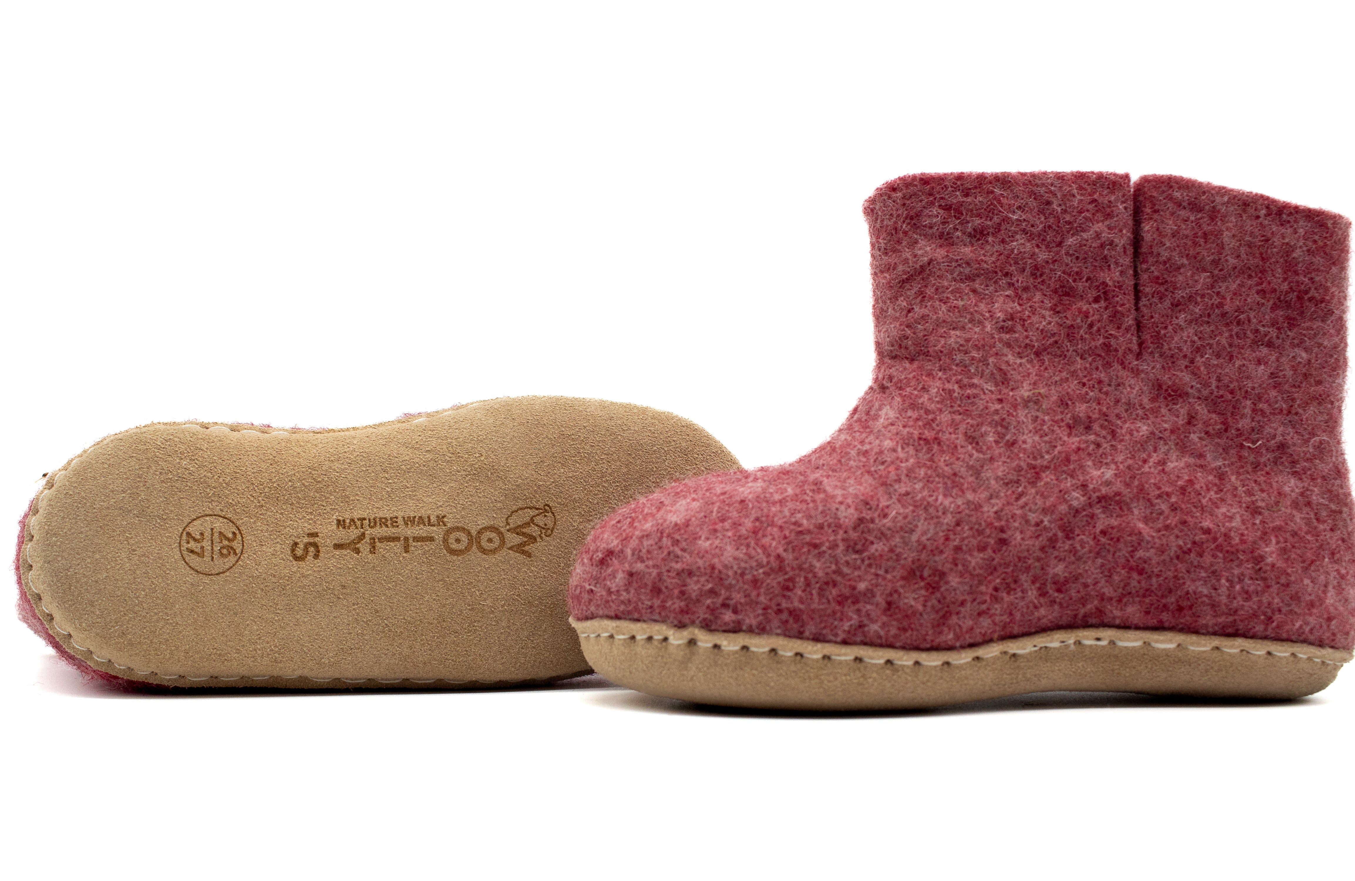 Bottes d'intérieur pour enfants avec semelle en cuir-Rose cerise