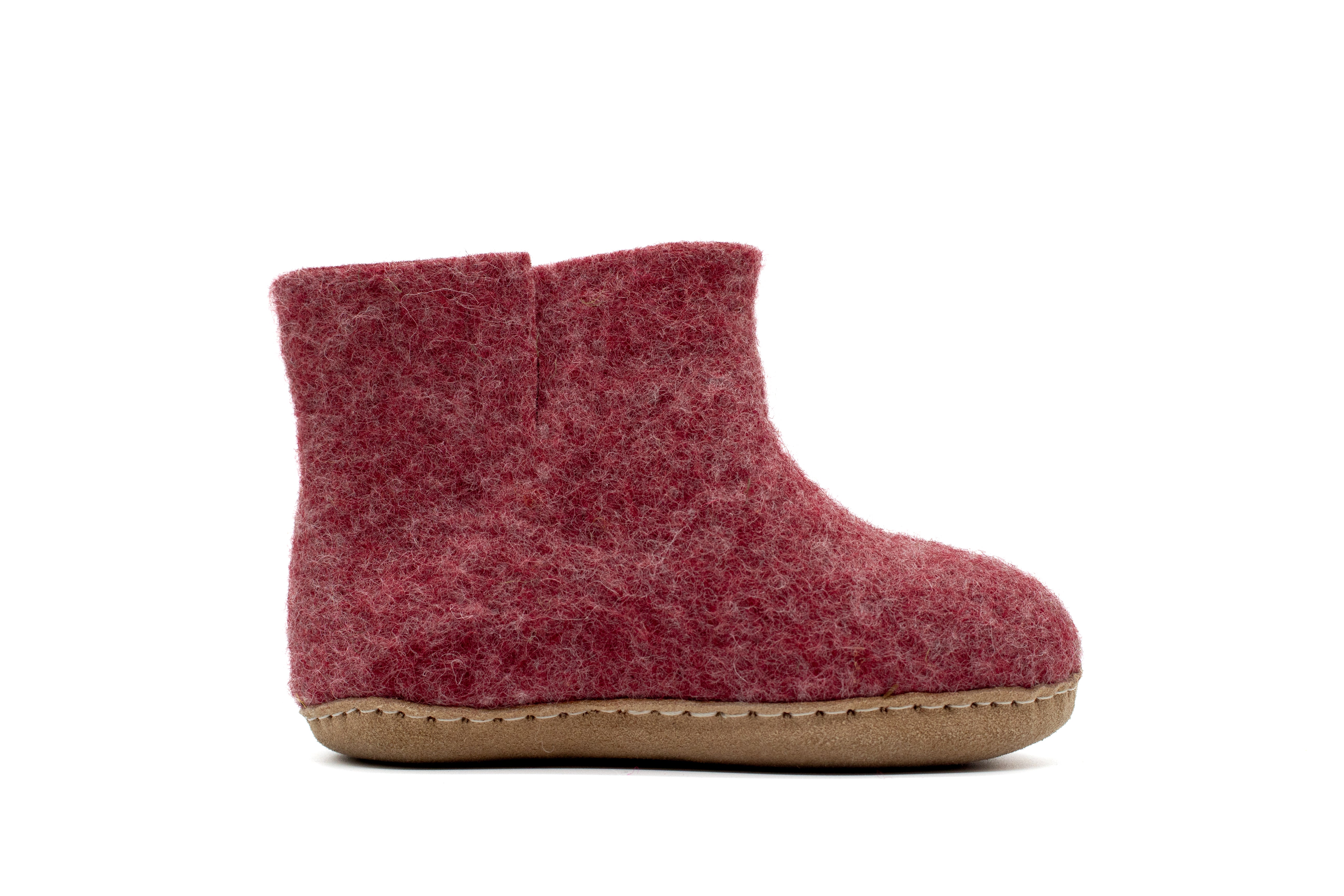 Kids Indoor Boot With Leather Sole - Cherry Pink